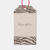 Chocolade Brown Cream Blush Zebra Glitter Cadeaulabel (Voorkant)