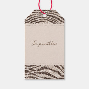 Chocolade Brown Cream Blush Zebra Glitter Cadeaulabel