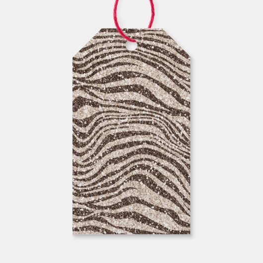 Chocolade Brown Cream Blush Zebra Glitter Cadeaulabel (Achterkant)