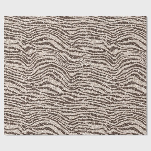 Chocolade Brown Cream Blush Zebra Glitter Cadeaupapier (Vlak)
