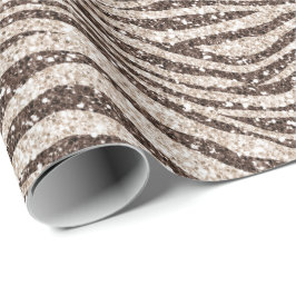 Chocolade Brown Cream Blush Zebra Glitter Cadeaupapier