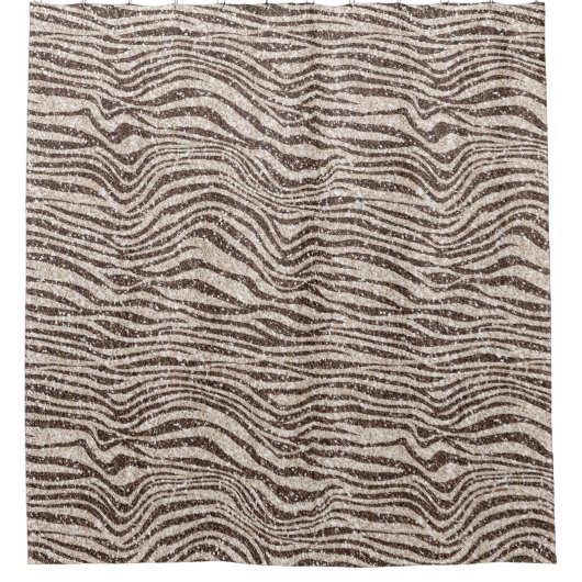 Chocolade Brown Cream Blush Zebra Glitter         Douchegordijn (Voorkant)
