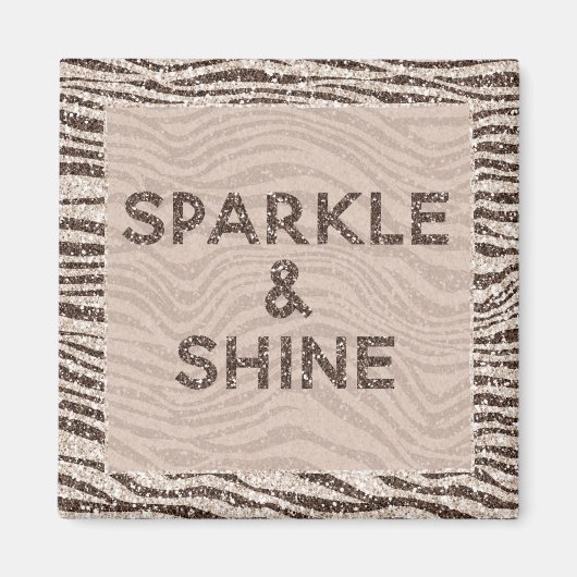 Chocolade Brown Cream Blush Zebra Glitter Dream Magneet (Voorkant)