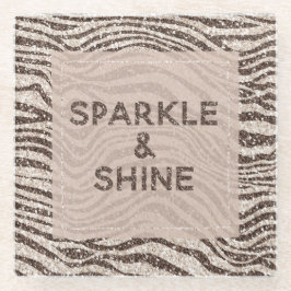 Chocolade Brown Cream Blush Zebra Glitter Glazen Onderzetter