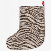 Chocolade Brown Cream Blush Zebra Glitter Grote Kerstsok (Achterkant)