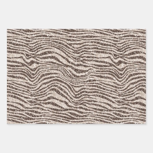 Chocolade Brown Cream Blush Zebra Glitter Inpakpapier Vel (Voorkant 3)