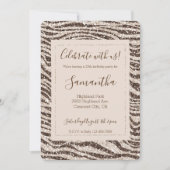 Chocolade Brown Cream Blush Zebra Glitter Kaart (Voorkant)