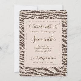 Chocolade Brown Cream Blush Zebra Glitter Kaart