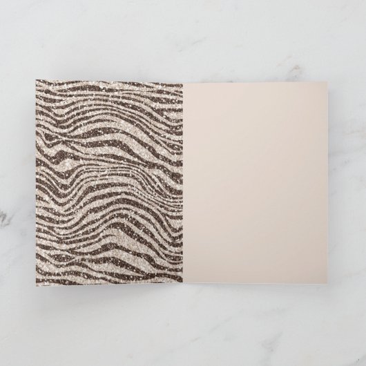 Chocolade Brown Cream Blush Zebra Glitter    Kaart (Binnen)