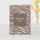 Chocolade Brown Cream Blush Zebra Glitter    Kaart (Gele Bloem)