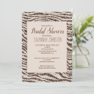 Chocolade Brown Cream Blush Zebra Glitter Kaart