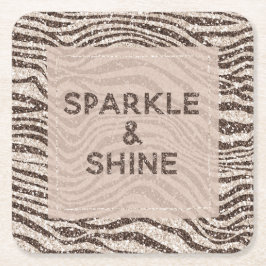 Chocolade Brown Cream Blush Zebra Glitter Kartonnen Onderzetters