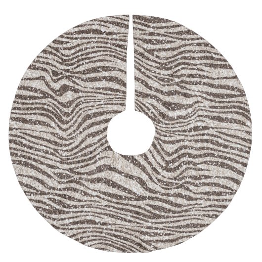 Chocolade Brown Cream Blush Zebra Glitter Kerstboom Rok (Voorkant)