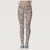 Chocolade Brown Cream Blush Zebra Glitter Leggings (Voorkant)