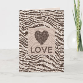 Chocolade Brown Cream Blush Zebra Glitter Love Kaart