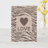 Chocolade Brown Cream Blush Zebra Glitter Love Kaart (Gele Bloem)