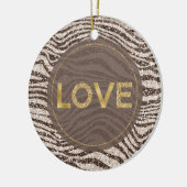 Chocolade Brown Cream Blush Zebra Glitter Love Keramisch Ornament (Links)