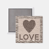 Chocolade Brown Cream Blush Zebra Glitter Love Magneet (Voorkant / Achterkant)