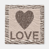 Chocolade Brown Cream Blush Zebra Glitter Love Magneet (Voorkant)