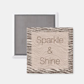 Chocolade Brown Cream Blush Zebra Glitter Magneet (Voorkant / Achterkant)