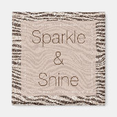 Chocolade Brown Cream Blush Zebra Glitter Magneet (Voorkant)