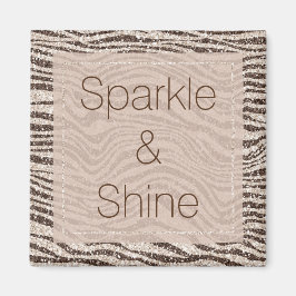Chocolade Brown Cream Blush Zebra Glitter Magneet