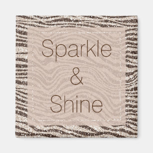 Chocolade Brown Cream Blush Zebra Glitter Magneet