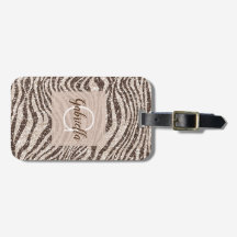Chocolade Brown Cream Blush Zebra Glitter Monogram