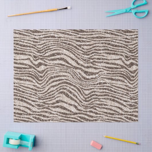 Chocolade Brown Cream Blush Zebra Glitter          Tissuepapier (Craft)
