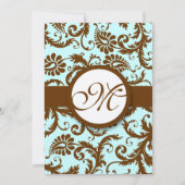 Chocolade Brown Damask Aqua Kaart (Voorkant)