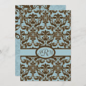 Chocolade Brown en Blue Damask Kaart (Voorkant / Achterkant)