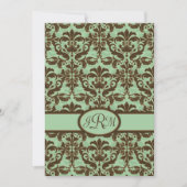 Chocolade Brown en Mint Green Damask Kaart (Voorkant)