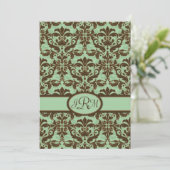 Chocolade Brown en Mint Green Damask Kaart (Staand voorkant)
