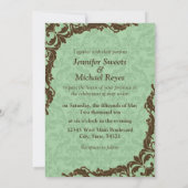 Chocolade Brown en Mint Green Damask Kaart (Achterkant)