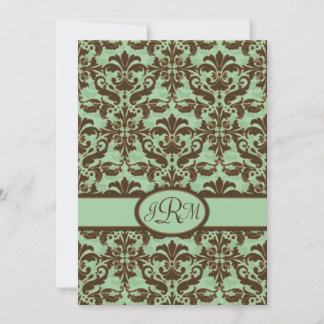 Chocolade Brown en Mint Green Damask Kaart