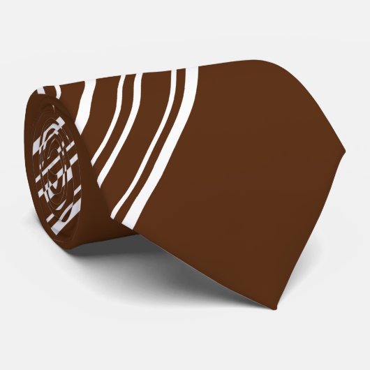 Chocolade Brown en White Diagonal Stripes 2 Sided Stropdas (Opgerold)