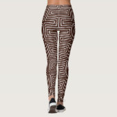 Chocolade Brown en White Maze African Mud Cloth Leggings (Achterkant)