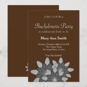 Chocolade Brown Floral Lotus Bachelor Party Kaart (Voorkant / Achterkant)