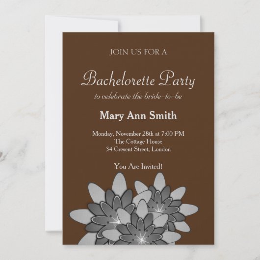 Chocolade Brown Floral Lotus Bachelor Party Kaart (Voorkant)