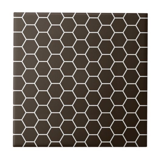 Chocolade Brown Geometric Hexagon Pattern Tegeltje (Voorkant)