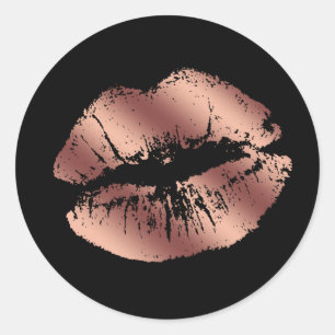 Chocolade Brown Glitter Lips Ronde Sticker