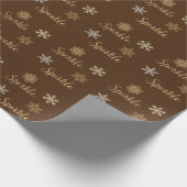 Chocolade Brown Glitter Sparkle Snowflakes Cadeaupapier (Hoek)
