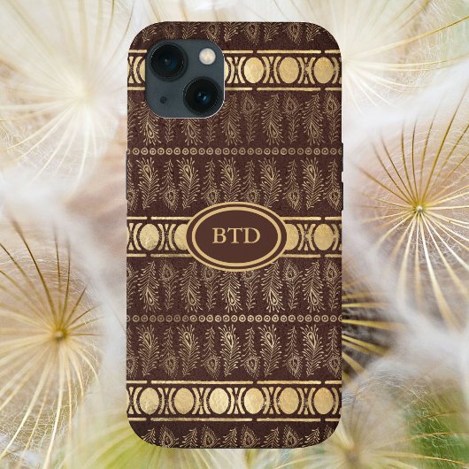 Chocolade Brown Gold Bohemian Monogram Abstract Case-Mate iPhone Case