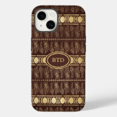 Chocolade Brown Gold Bohemian Monogram Abstract Case-Mate iPhone Case (Achterkant)
