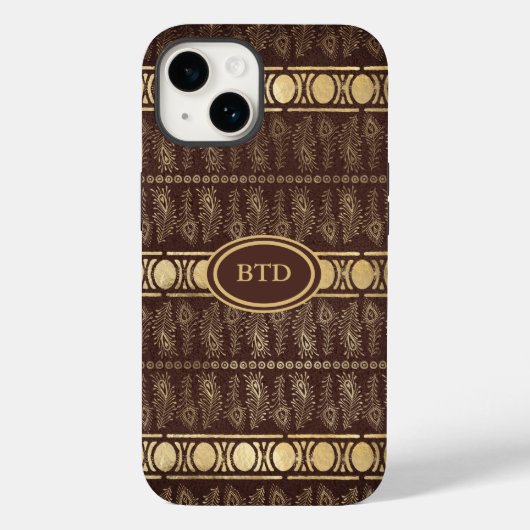 Chocolade Brown Gold Bohemian Monogram Abstract Case-Mate iPhone Case (Achterkant)