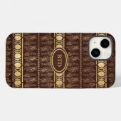 Chocolade Brown Gold Bohemian Monogram Abstract Case-Mate iPhone Case (Achterkant (horizontaal))