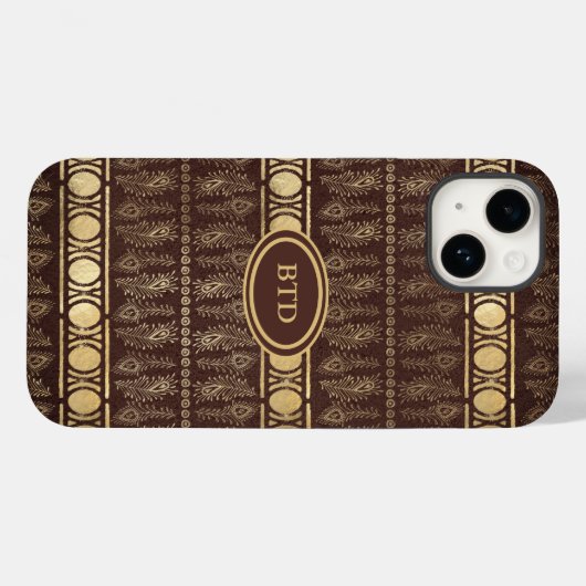 Chocolade Brown Gold Bohemian Monogram Abstract Case-Mate iPhone Case (Achterkant (horizontaal))