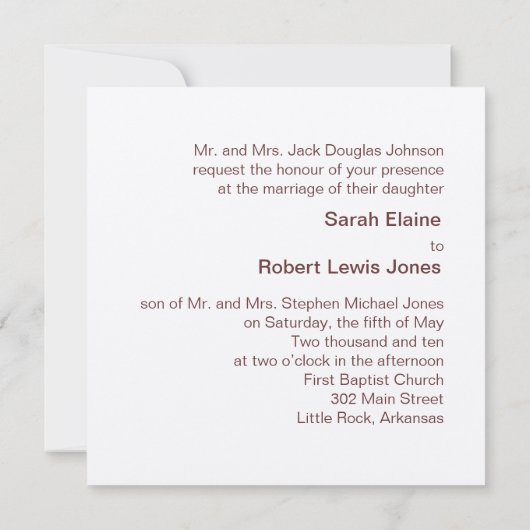 Chocolade Brown & Gold Minimalist Uitnodiging (Achterkant)