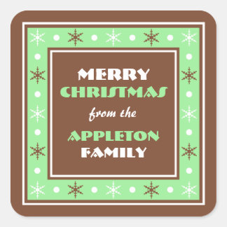 Chocolade Brown & Green Holiday Envelope Seals Vierkante Sticker