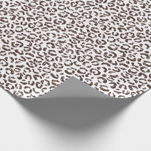 Chocolade Brown Leopard Glitter Cadeaupapier (Hoek)